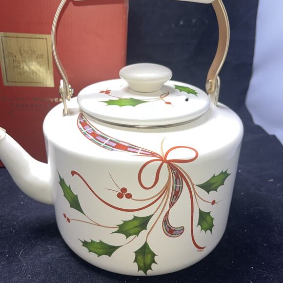 LENOX HOLIDAY NOUVEAU TEA KETTLE / METAL KETTLE - Picture 2 of 6